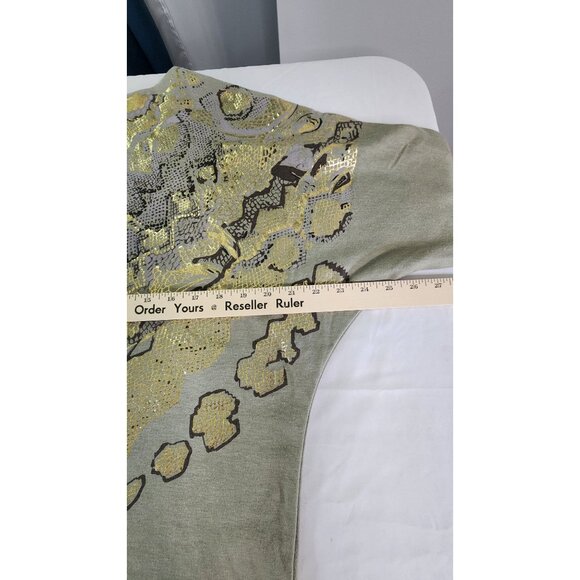 Daniel Sequin Snake Print Womens 3/4 Sleeve Blouse Large Gold Silver - Picture 4 of 5